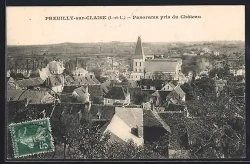 AK Preuilly-sur-Claise, Panorama pris du Chateau