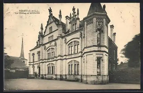 AK Véretz /I.-et-L., Le Chateau et le Clocher