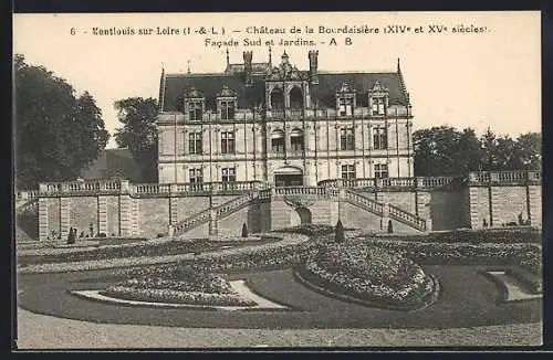 AK Montlouis-sur-Loire, Chateau de la Bourdaisiére, Facade Sud et Jardins