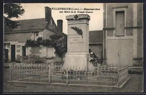 AK Villeperdue /Indre-et-Loire, Monument élevé aux Morts de la Grande Guerre