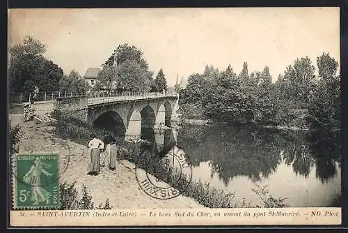 AK Saint-Avertin, Le Pont, Kinder auf der Brücke