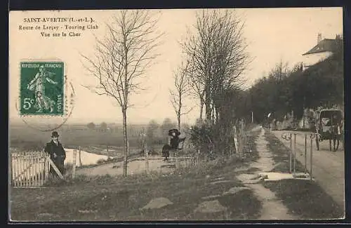 AK Saint-Avertin /I.-et-L., Route de Larcay, Touring Club, vue sur le Cher