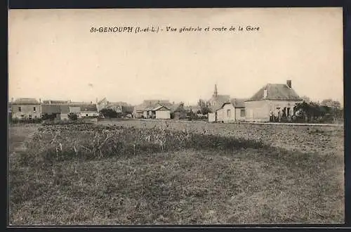 AK St-Genouph /I.-et-L., Vue générale et route de la Gare