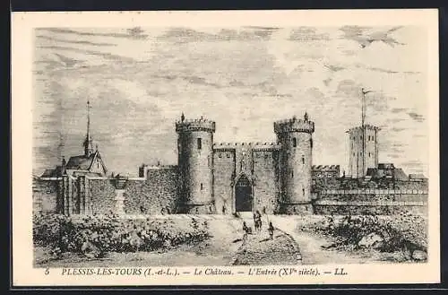 Künstler-AK Plessis-les-Tours, Le Chateau, l`entrée