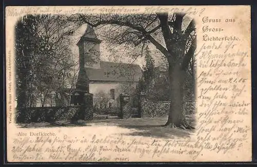 AK Berlin-Gross-Lichterfelde, Alte Dorfkirche mit Friedhof