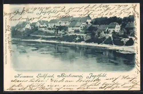 AK Jagstfeld, Blick vom Fluss auf den Ort