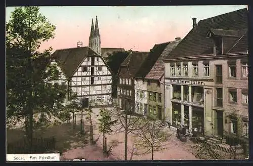 AK Soest, Geschäft v. H. W. Überwinter, Am Friedhof