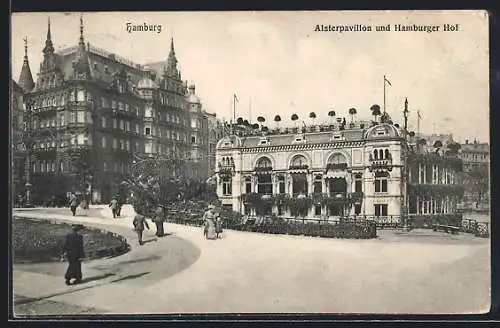 AK Hamburg-Neustadt, Alsterpavillon und Hamburger Hof