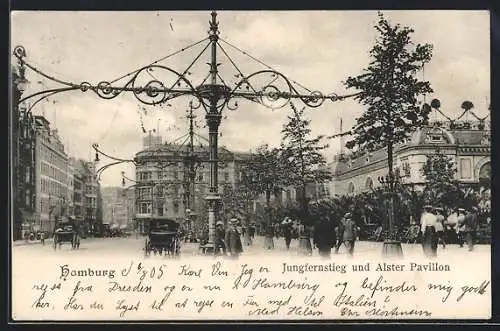 AK Hamburg-Neustadt, Jungfernstieg und Alster Pavillon