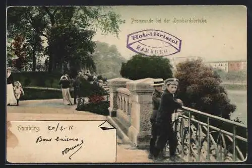 AK Hamburg-Neustadt, Promenade bei der Lombardsbrücke