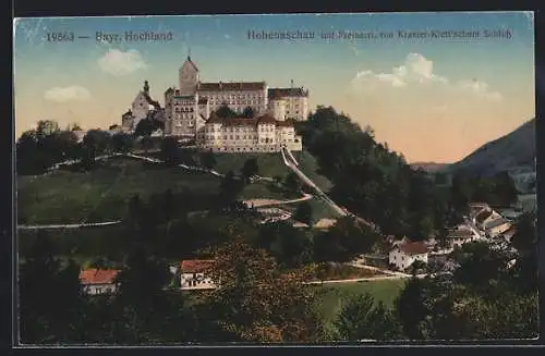 AK Hohenaschau /Bayr. Hochland, Ortsansicht mit dem Freiherrl. von Kramer-Klett`schen Schloss