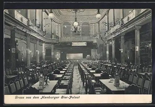 AK Hamburg-St.Pauli, Das Gasthaus Bier-Palast, Festsaal