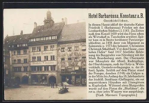 AK Konstanz a. B., Hotel Barbarossa, Frontansicht