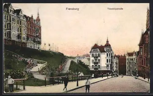 AK Flensburg, Belebte Partie in der Toosbüyerstrasse