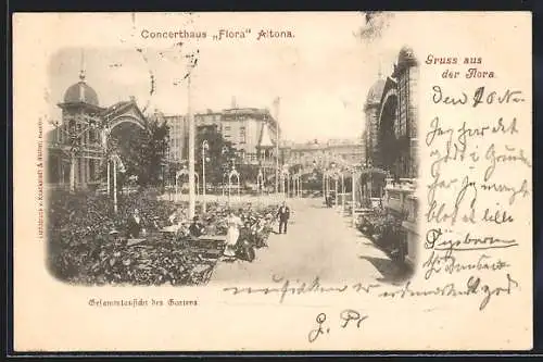 AK Hamburg-Altona, Das Concerthaus Flora, Gartenansicht