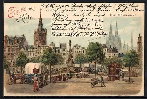 Lithographie Köln, Markttag am Altenmarkt