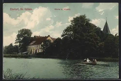 AK Ebstorf, Kirche und Kloster vom Wasser aus gesehen