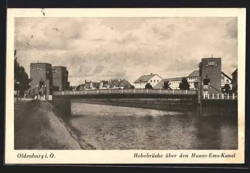 AK Oldenburg i. O., Hebebrücke über den Hunte-Ems-Kanal