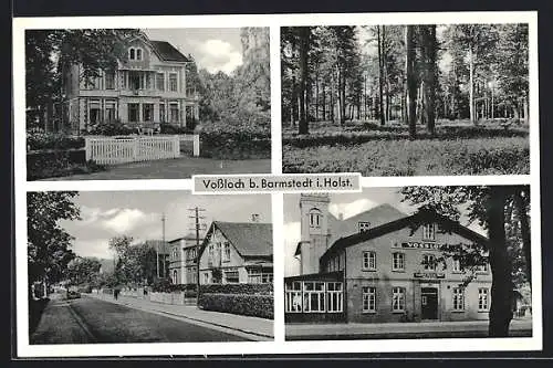 AK Vossloch i. Holst., Strassenpartie, Gasthaus grüner Wald