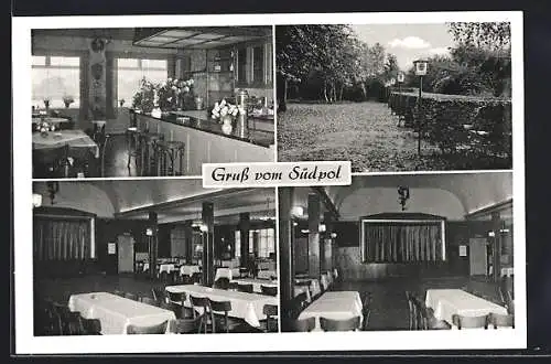 AK Elmshorn i. H., Bar, Saal und Aussenanlage vom Gasthaus zum Südpool