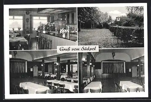 AK Elmshorn i. H., Bar, Saal und Aussenanlage vom Gasthaus zum Südpool