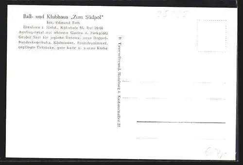 AK Elmshorn i. H., Bar, Saal und Aussenanlage vom Gasthaus zum Südpool