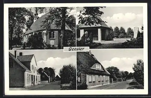 AK Seester, Die Kirche, Kriegerdenkmal, Ortspartien