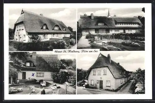 AK Plön, Haus St. Walburg, Gartenpartie