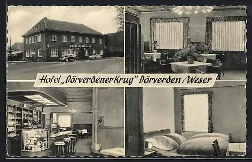 AK Dörverden /Weser, Das Hotel Dörverdener Krug v. Franz Behrens, mit Innenansichten