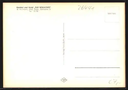 AK Jever, Gasthof und Hotel Zur Schlachte v. W. Hillmann, mit Gaststube und Clubraum