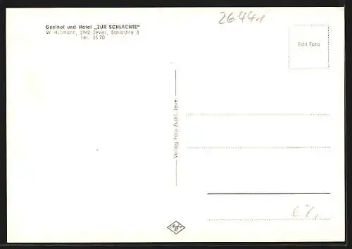 AK Jever, Gasthof und Hotel Zur Schlachte v. W. Hillmann, mit Clubraum und Gaststube, das Schloss Jever