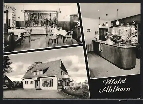 AK Ahlhorn /Oldb., Das Motel-Restaurant Nadermann, mit Innenansichten