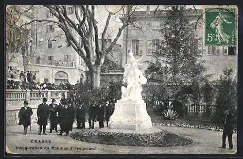 AK Grasse, inauguration du monument Fragonard