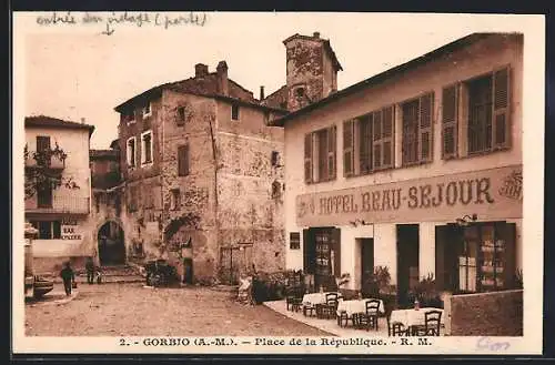 AK Gorbio /A.-M., Place de la République, Hotel Beau-Sejour