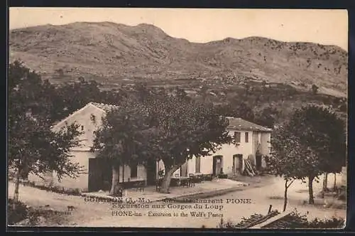 AK Gourdon /A.-M., Excursion aux Gorges du Loup, Café Restaurant Pione