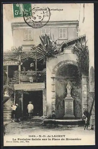 AK N.-D. de Laghet, La Fontaine Sainte sur la Place du Monastère