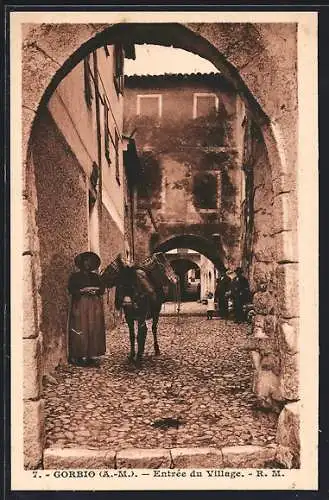 AK Gorbio /Alpes-Maritimes, Entrée du Village