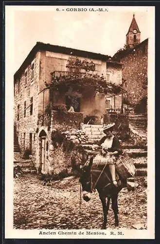 AK Gorbio /Alpes-Maritimes, Ancien Chemin de Menton