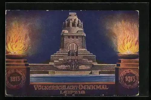 AK Leipzig, zur Weihe des Völkerschlachtdenkmals am 18. Oktober 1913, Ganzsache