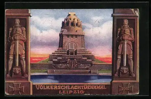 AK Leipzig, Völkerschlachtdenkmal, Offizielle Postkarte zur Weihe des Denkmals 1913, Ganzsache