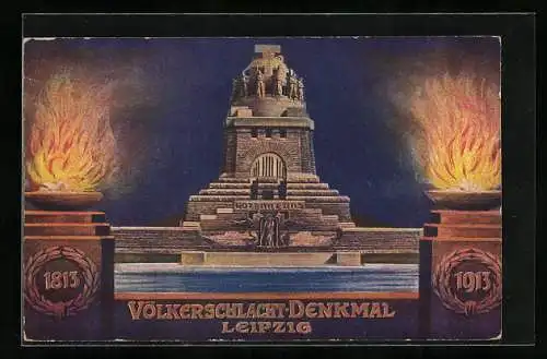 AK Leipzig, Völkerschlacht-Denkmal, 1813-1913, Ganzsache