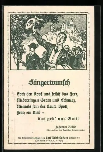 AK Hannover, 9. Deutsches Sängerbundesfest 1924, Sängerwunsch, Ganzsache