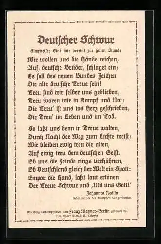 AK Hannover, Neuntes Deutsches Sängerfest 1924, Deutscher Schwur, Ganzsache