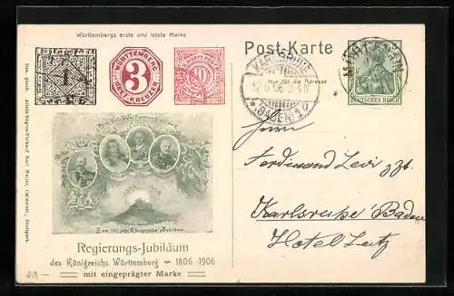 AK Regierungs-Jubiläum des Königreichs Württemberg 1906, Ganzsache