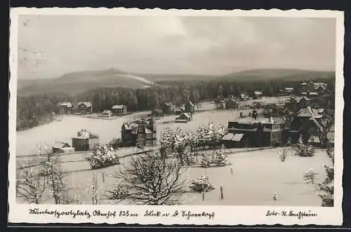 AK Oberhof / Thüringen, Blick vom Hotel Wünscher nach dem Schneekopf