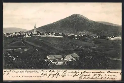 AK Hauzenberg / Niederbayern, Gesamtansicht mit Bergblick