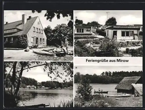 AK Mirow / Meckl., Jugendherberge C/7 Franz Hollnagel am Mirower see, Bungalowsiedlung, Badestelle