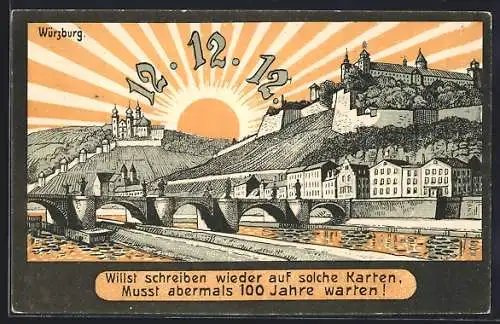 AK Würzburg, Ortsansicht mit Brücke zur besonderen Zeit 1912