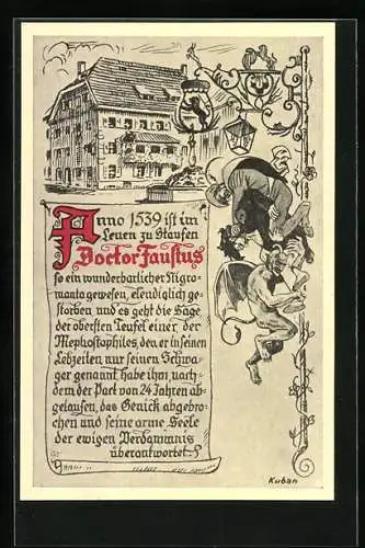 Künstler-AK Staufen / Breisgau, Historie Doctor Faustus