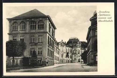 AK Sonneberg / Thüringen, Spielwarenmuseum und Handelsschule